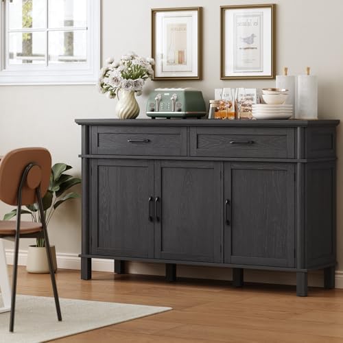 ONBRILL 55 Inch Buffet Cabinet with Storage, Black