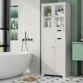 BOTLOG 67'' Tall Bathroom Storage Cabinet, Linen Cabinet with Glass Doors and Adjustable Shelves, Kitchen Pantry with 2 Drawers for Bathroom, Living Room, Dining Room, White | Frosted Glass Doors, Wood Drawers, Kitchen Pantry, Line Cabinet for Bathroom...