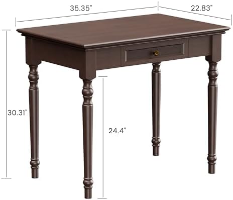 Walnut Writing Desks with Drawers, 35" French Country Style