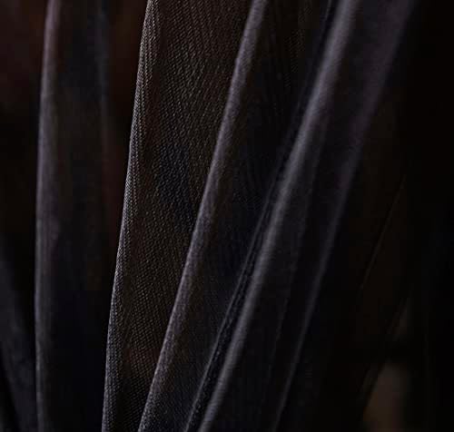 Mengersi Canopy Bed Curtains with Lights,Elegant Bed Canopy Curtains Bed Netting for Full Queen King Size Bed,Halloween Decoration,Gothic Black Room Decor Aesthetic