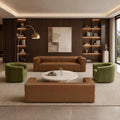4-Piece Living Room Set, 2 Leather Sofas + 2 Swivel Chairs