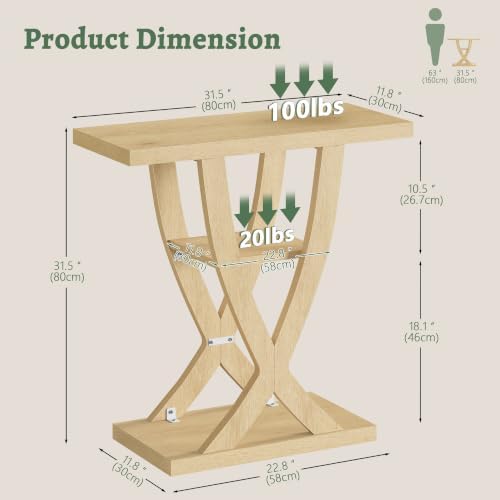 FAVOOSTY 39.4" Entryway Table, 3 Tier Hallway Table, Console Tables for Living Room, Narrow Entrance Table with Storage, Sofa Table Behind Counch, Accent Table for Entry Foyer, Natural Brown