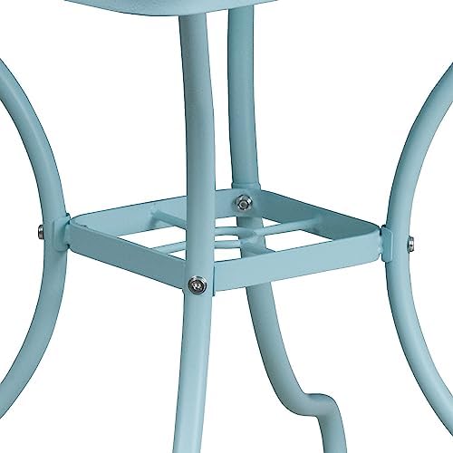 Flash Furniture 35.5" Square Patio Table with Umbrella Hole, Sky Blue