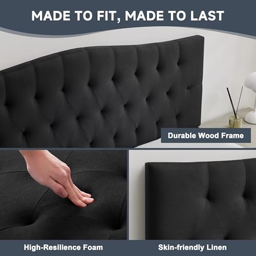 Tufted Upholstered Full Size Headboard Only, Adjustable 38-50 in
