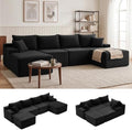Mangodan Cloud Sectional Couch, Boneless Couches for Living Room, Black