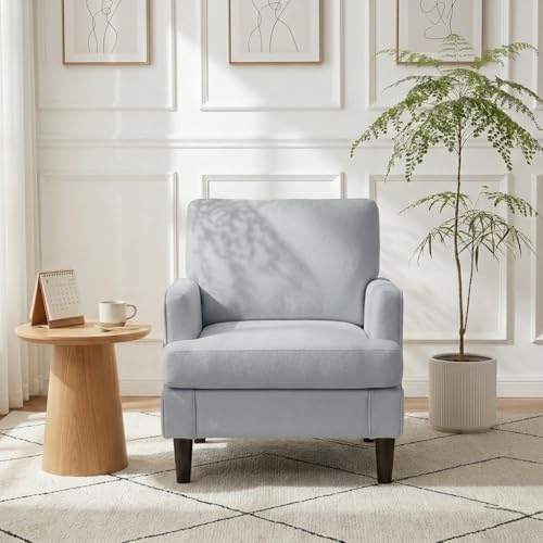 Kromax Accent Chair for Living Room, No Screws Assembly Required, Grey