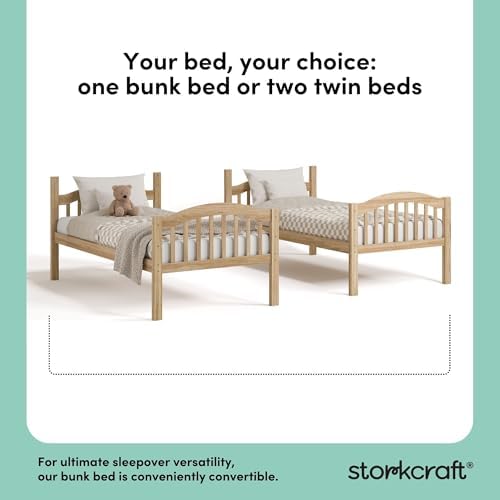 Storkcraft Long Horn Twin-Over-Twin Bunk Bed, Natural