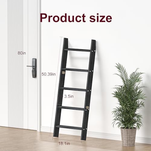 Blanket Ladders for the Living Room, Blanket Holder 5-Tier Black