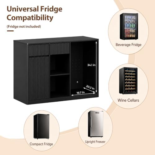 Coffee Bar with Mini Fridge Space,Liquor Wine Mini Bar Cabinet with Storage