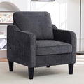 Accent Chair for Living Room, Mid Century Modern Reading Chair for Bedroom, Upholstered Armchair with Side Pockets, Comfy Single Sofa Side Chair for Office, Apartment, Small Room, Dark Grey