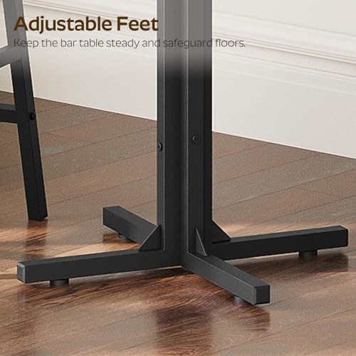 YATINEY Round Bar Table, Counter Height Pub Table, Bar Height Cocktail Table, Versatile Use, for Dining Room, Kitchen, Bar, Pub, Cafe, Rustic Brown and Black BT10BR