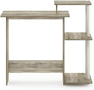 Furinno EFFICIENT Desk, 28.6" Wide Gaming Desk with 3 Open Side Shelves, Laptop Notebook Computer Desk, Office Desk for Home Office, Study Room, Dorm, Bedroom, Sonoma Oak