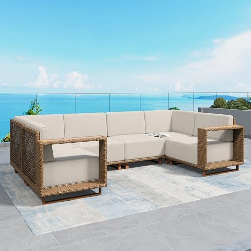 SUNSHINE VALLEY U-Shape Patio Sectional Furniture Set, 6 Seats