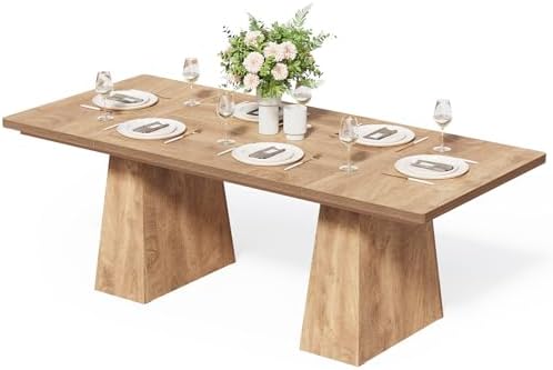 LITTLE TREE Dining Table for 6 People, Wooden Table, Rectangle Furniture with Heavy Duty Legs, Modern Kitchen Table for Home, Dining Room, Oak