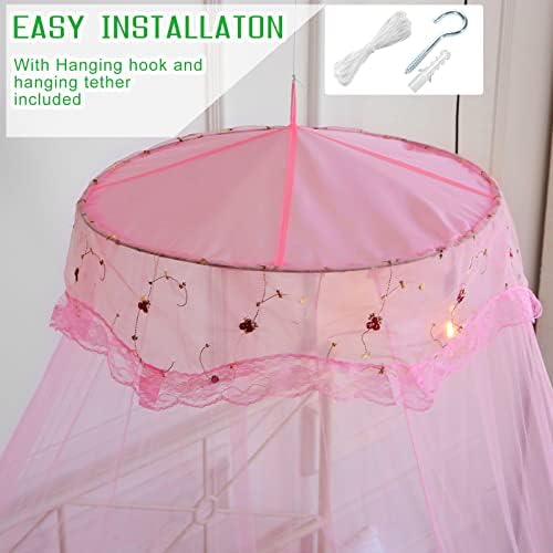 Mosquito Net Bed Canopy for Girls Pink Bed Curtains Tent Twin Queen Size