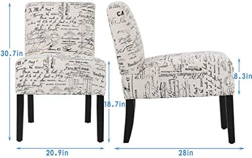 Accent Chair Dining Chairs Armless Chair for Living Room Armless Chair Modern Accent Chair Elegant Design Modern Fabric Living Room Chairs Set of 2 with Solid Wood Legs Home Furniture,White