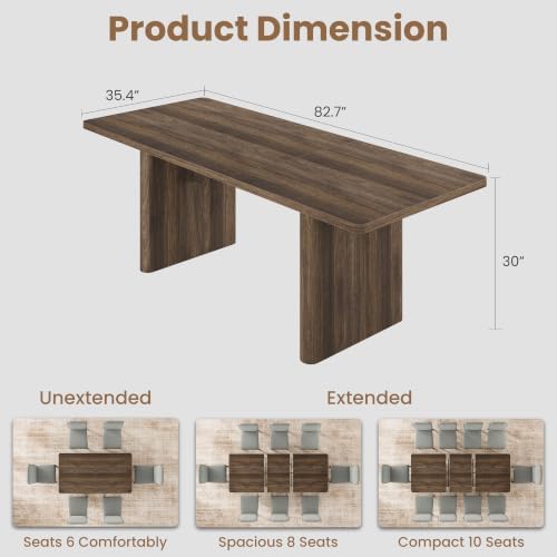 GarveeHome Rectangular 63"-82.7" Extendable Dining Table with Round Corner