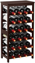 VASMIA Wine Rack Free Standing Floor, 6-Tier Display Wine Storage Shelves with Table Top, 24-Bottle Bamboo Wine Rack Shelf for Kitchen Bar Dining Room Living Room, Brown