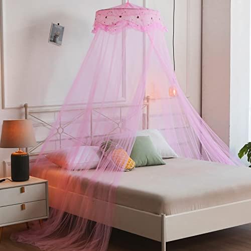 Mosquito Net Bed Canopy for Girls Pink Bed Curtains Tent Twin Queen Size