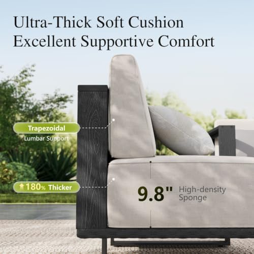 Sophia & William HDPE Patio Furniture Set, 6 Pieces L Shaped Sectional