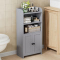 Homhedy Small Bathroom Storage Cabinet, Toilet Paper Storage Cabinet | Bathroom Floor Cabinet with Doors and Shelves, Bathroom Organizers for Small Spaces, 7.9" D x 14.6" W x 31" H, Gray