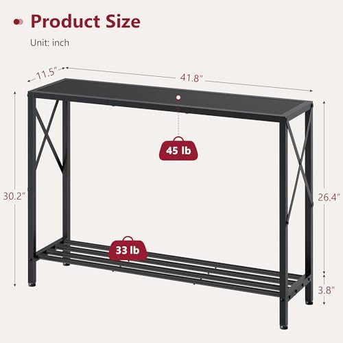 Tajsoon Console Table 41.8", 2 Tier Narrow Entryway Table with Shelves