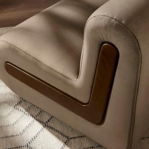 Modway Denby Performance Velvet Accent Chair with Wood Inlay in Taupe