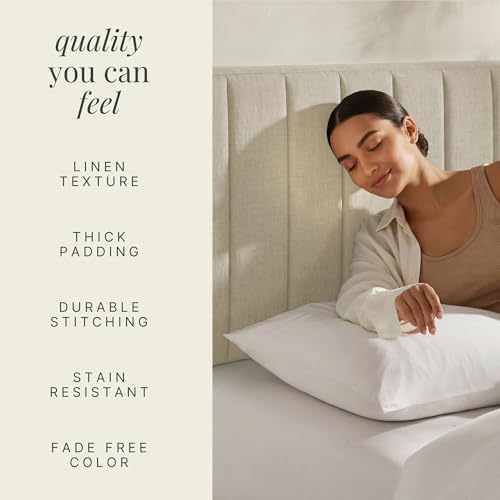 Nestl Upholstered King Headboard - Easy Assemble Channel Stitched Headboard King Size Bed - Wall Mounted Headboards with 3D Soundproof Wall Panels Peel & Stick Floating Headboards, Linen