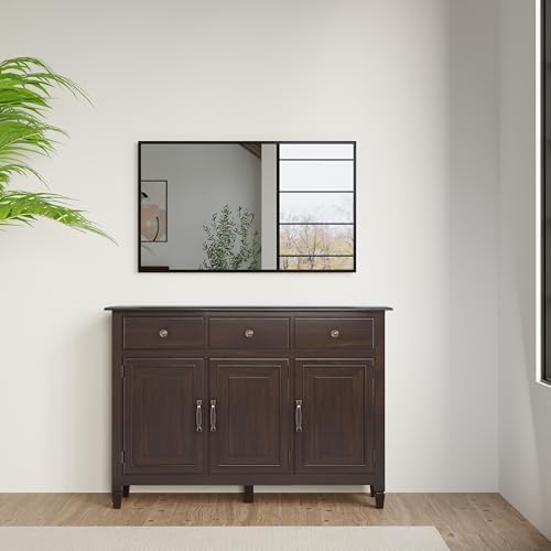 SIMPLIHOME Connaught 51" Solid Wood Cabinet in Chestnut Brown