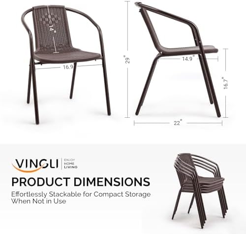 VINGLI PE Rattan Patio Dining Chairs Set of 4
