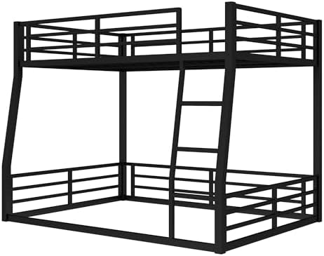 PVWIIK Full XL Over Queen Bunk Bed for Teens,Black