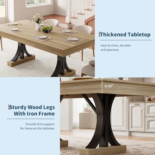 Garvee Farmhouse Dining Table for 6-8, 71-Inch Dining Table
