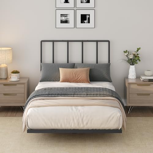 MAHANCRIS Headboard Twin Size, Metal Headboards with Universal Adapters, Adjustable Height, Modern Head Board Twin Size Only for Bedroom, Black