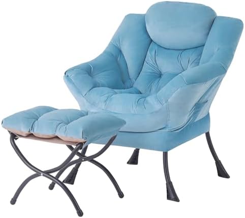 Tiita Lazy Chair with Ottoman, Comfy Reading Accent Chair, Light Blue
