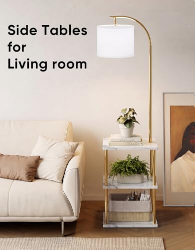 Floor Lamp with Table 2-Pack, Nightstands End Side Table for Living Room