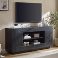 OKD Modern 70" TV Stand for 80" TV, Thick Block Media Console, Black Oak