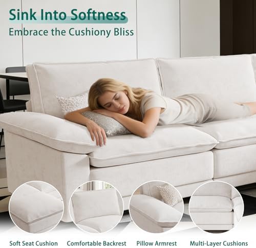 140" Modular Sectional Couch, U Shaped Cloud Sofa for Living Room