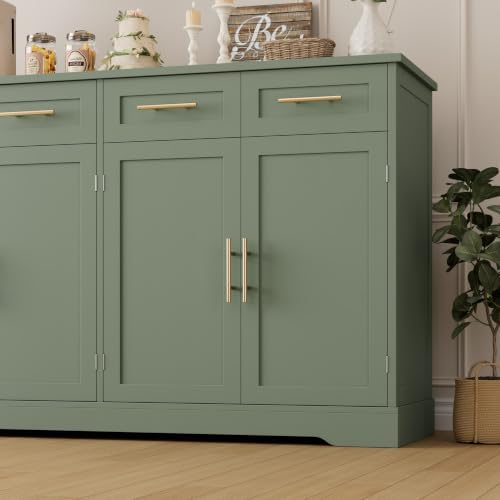 HOSTACK Sideboard Buffet Cabinet with Storage, Kitchen Cabinet, Green/Gold