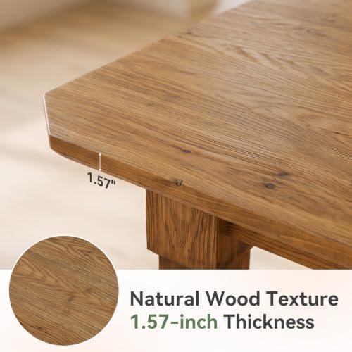 Solid Wood Dining Table, 63" Farmhouse Kitchen Table for 4-6