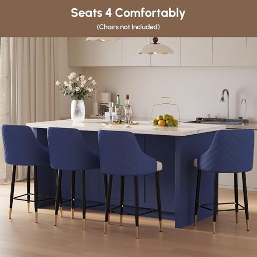 homary 72" Blue Kitchen Island with Storage, Engineered Wood Top, Modern Kitchen Table for Dining Room