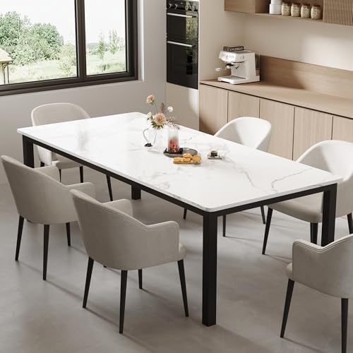 GarveeHome 78in Industrial Dining Table for 6-8 People, Long Kitchen Table