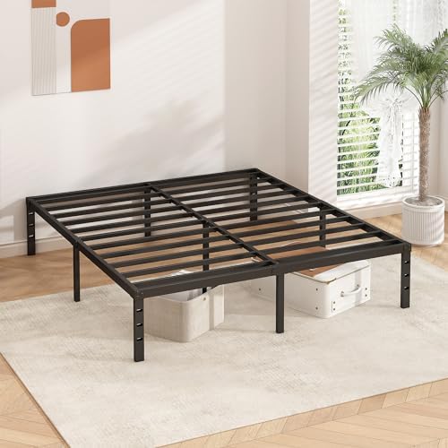 HLIPHA Metal Platform Bed Frame 12 Inch Tall,No Box Spring Needed,Queen Size Bed with Heavy Duty Strong Support Slats,Easy to Assemble,Black