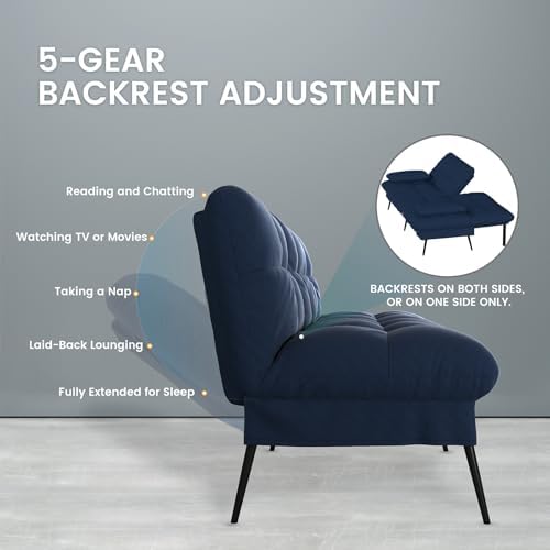 COMHOMA Futon Sofa Bed, 72″ Convertible Sleeper Sofa, Upholstered Loveseat
