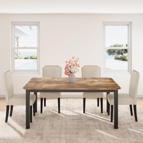 Garvee 63″ Dining Table for 4-6 People for Dining Room, Brown (Only Table)