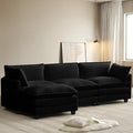 ROWHY 112'' Modular Sectional Cloud Couch with Movable Ottoman, 4 Seat Modern Chenille Sofa, Deep Seat L Shaped Couch for Living Room Bedroom Apartment,Jet Black