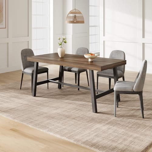 Garvee 63" 6 Person Dining Table, Industrial Kitchen Table, Brown