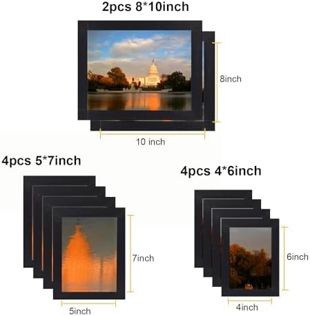 xnlkros Picture Frame Set 10 pack, Farmhouse Photo Frames, Gallery Wall Frame Collage, 8x10 5x7 4x6 Frames in 3 Different Finishes Picture Frames For Wall or Desk,Rustic Black