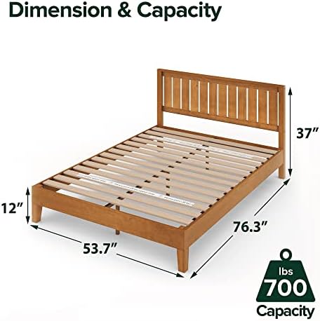 Zinus Alexis Deluxe Wood Platform Bed Frame with Headboard, Full