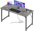PRAISUN 47 X 20 Inch Computer Desk, Power Outlets, USB-C, Grey