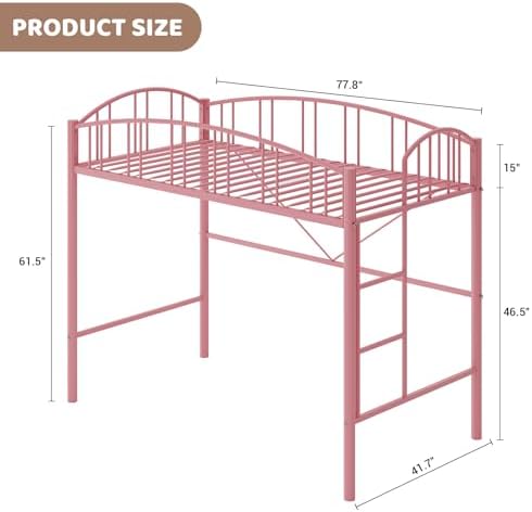 Garvee Loft Bed Twin Size with Ladde and Arched Guardrail for Kids, Adults